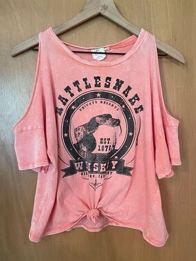 White Crow Off The Shoulder Rattlesnake Western Festi T- Shirt Size S/M.